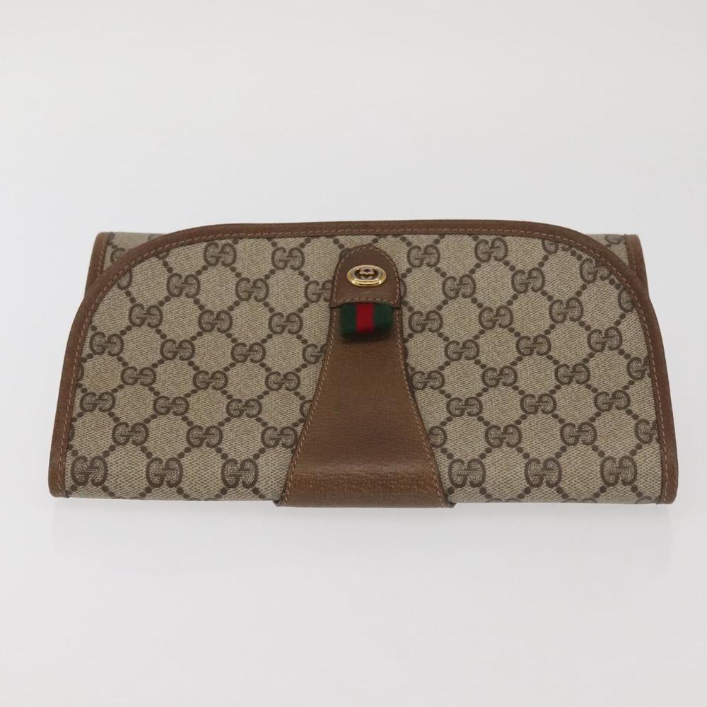 GUCCI GG Supreme Web Sherry Line Clutch Bag PVC Beige Red 89 01 030 Auth bs29490 - Picture 5 of 16